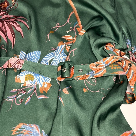 Caballero Floral Green Satin Dress - Picture 9 of 15